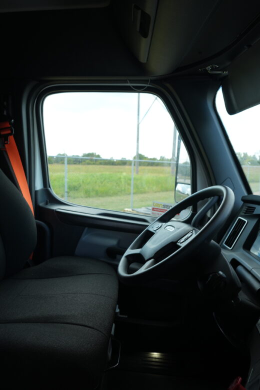 An empty truck cab