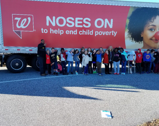 Students In front of Walgreens truck