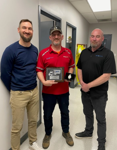 Kevin Zeiner pictured with Walgreens Transportation Manager Ryan Michael (left) and CPC Operations Manager Bill Baines (right)