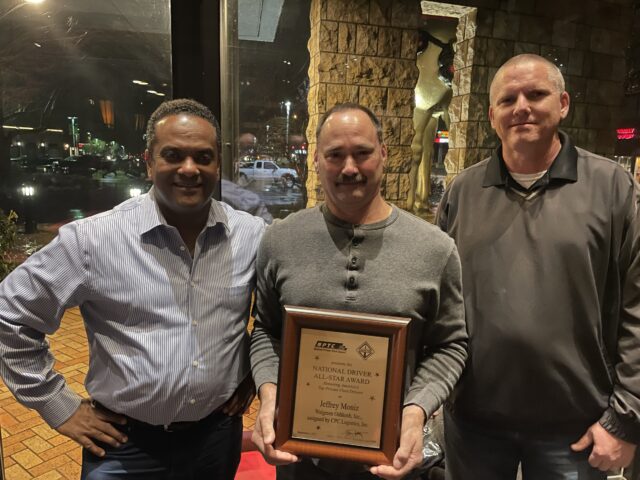 Jeffrey Moniz with Regional Manager Yves Thomas (left) and Safety Supervisor Herb Morton (right)