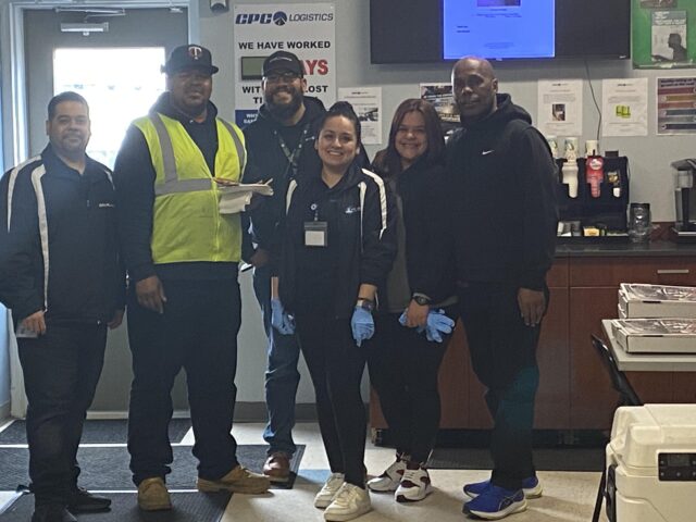 Division Manager Allan Flores, Ronald Fernandez, Operations Manager Alex Campos, Regional Assistant Melissa Milla, Northeast Recruiter Mayra Rivera, and Walgreens Fleet Manager Dwight Madison