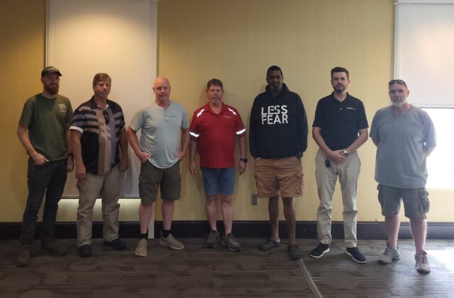 Front left: Brandon Barker, Scott Vandewater, Sam Bratcher, Shawn Keasling, Lyonell Turner, Safety Manager Bradley Smith, and David Loyd