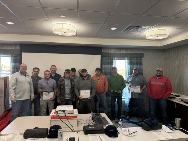 From left: Division Manager Richard Jones, Safety Manager John Schlichter, Ken Edelman, Safety Supervisor Kevin Ogle, Keith Vance, Roger Tison, Derek Whalen, Ken Weaver, Robert Perez, Wayne Allison, Shane Ocana and Jeremy Clark