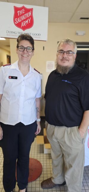 Salvation Army Captain Lily Reinier (left) and Jonathan Williams