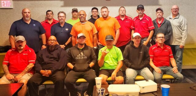 First row: Shane Vandiver, Joshua Griffin, Marshall Wilson, Audie Brodie, Kim Wilson and David Osborne. Second row: Regional Manager Rick Weiher, Safety Manager John Schlichter, Marlon Ferguson and Josh Parks. Third row: Derek Urwin, Jason Parker, Don Rosencrans, Gary Asher, Curtis Hughey, Keith Moody and Division Manager Richard Jones.