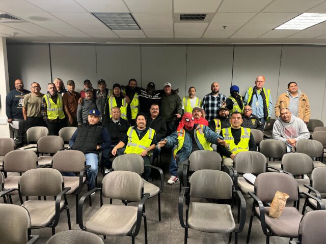 A safety meeting in Torrance, California