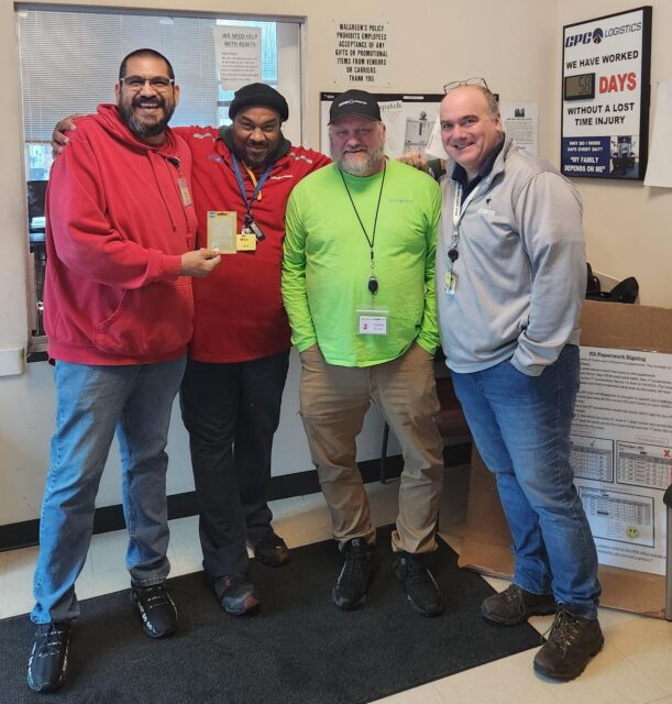 Operations Manager Mario Rodriguez, Michael Byrd, Safety Supervisor Rich McCarthy and Fleet Manager Marc Stets