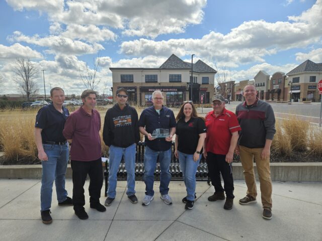 From left: CPC Safety Manager Don Rogers, Perry Heaton, Trevor Knox, David Tykwinski, Walgreens Transportation Manager Mary Weisensel, Doug Knutson and CPC Operations Manager Curt Ryan.