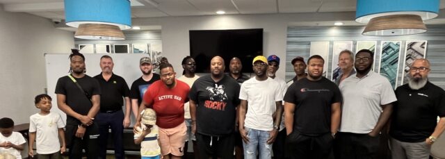 From left: Damion Overstreet, Safety Supervisor Kevin Ogle, Jacob Thomas, Jaudon Brown, Oral Freckleton, Jamal Stevens, Mike Sills, Paul Young, Jerry Fultz, Willie Mosley, Narada Simmons, Regional Safety Manager Art Swank, Matthew Tillman and Regional Manager Mark Echevarria