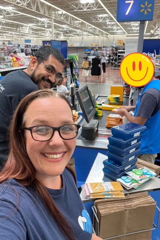 Holley Wood and Mario Rodriguez shopping for a recent Let's Refoster Care drive.