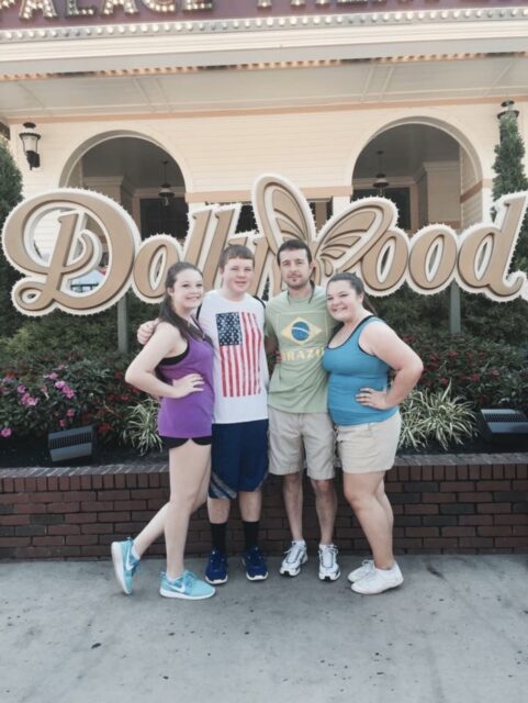 A family of four at Dollywood