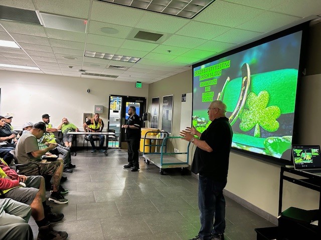 Regional Manager David Flores and Safety Manager Mark Manke present to the group.