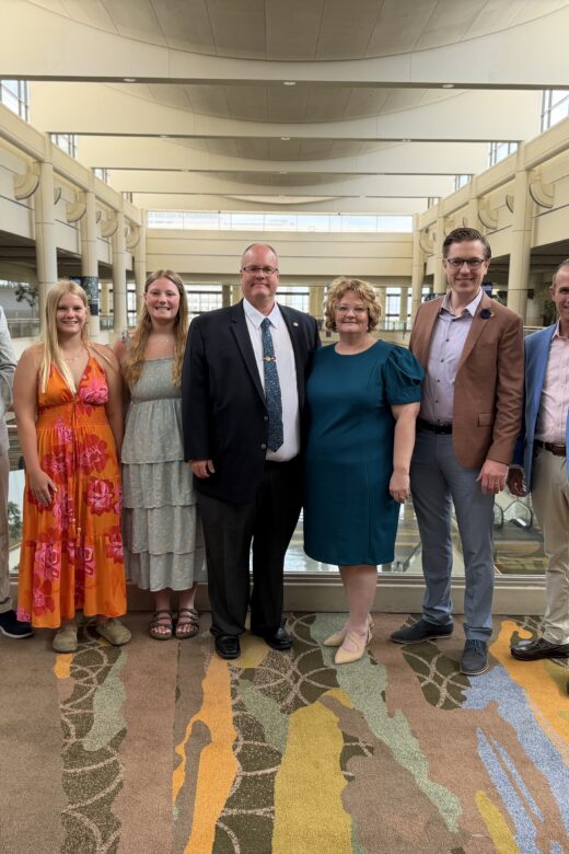 From left: CPC Director of Safety Isaac Harmon, Matt's daughters, Matt, Matt's wife, CPC Vice President of Canadian Operations Matt Carr and CPC President John Bickel Jr.