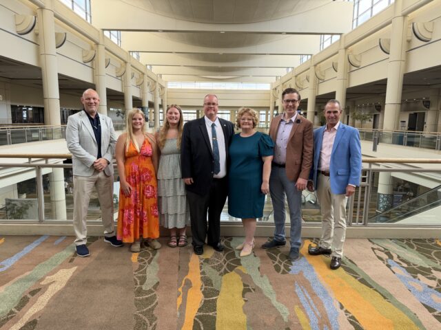 From left: CPC Director of Safety Isaac Harmon, Matt's daughters, Matt, Matt's wife, CPC Vice President of Canadian Operations Matt Carr and CPC President John Bickel Jr.