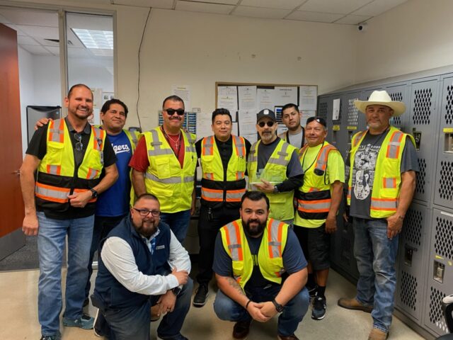 From left: Cesar Borja, Juan Vasquez, Jose Sida, Onsite Supervisor Ivan Arellano, Patrick Romin, Emanuel Arciniega, Abel Garcia, Andres Medina, Regional Manager David Flores and Steve Serrano