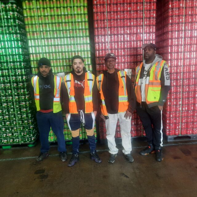 From left: Adam Tucker, Second Shift Lead Howard Jocqwis, Stanley Dailey and Bryan Davis