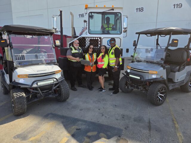 From left: Israel Roman, Teresa Cervantes, Christina Carter and Tyrone Coney. Back: Driver Bryant Williams.