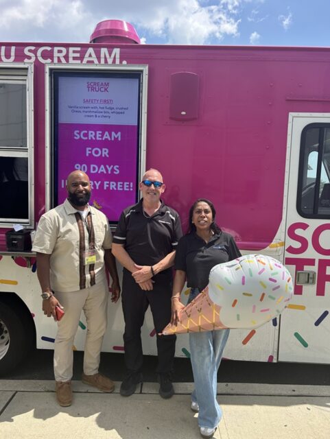 Photo of Walgreens Operations Manager Joe Gibbs, CPC Operations Manager Carmen Parisio and Vanyely Zayesska